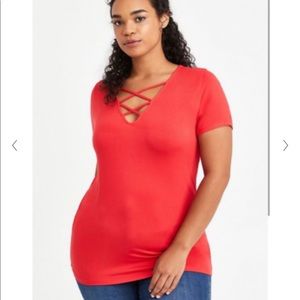 TORRID womens red strappy T shirt size 1